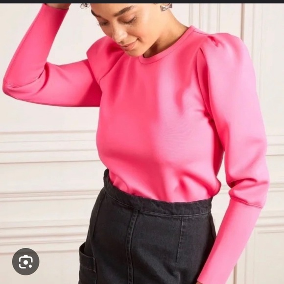 Stella and Dot hot pink puff sleeve pullover size S - Picture 1 of 8